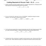 Limiting Reactants Worksheet Along With Limiting And Excess Reactants Worksheet