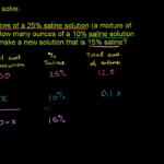 Linear Equation Word Problem Saline Video  Khan Academy Along With Mixture Problems Worksheet