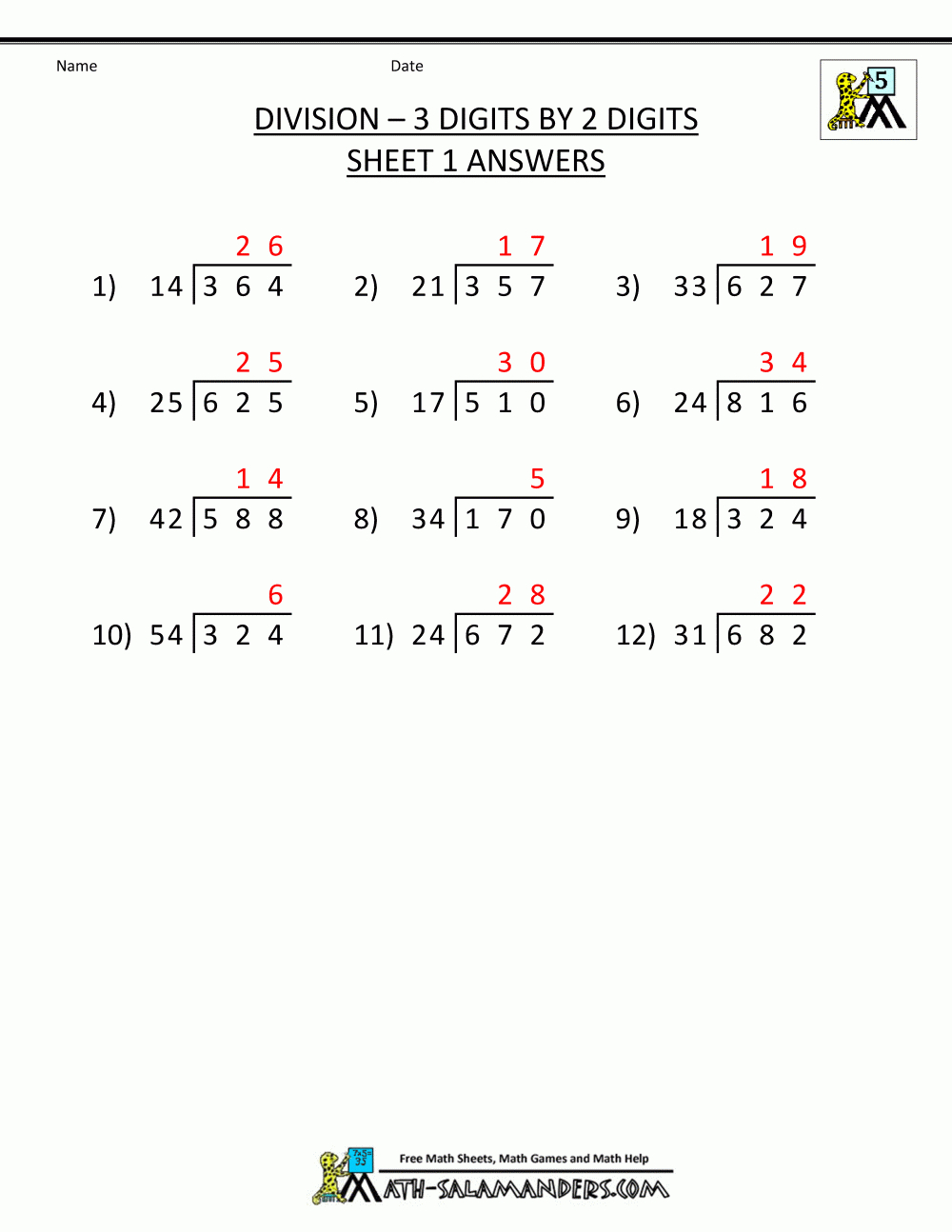 Long Division Worksheets For 5Th Grade For 5Th Grade Long Division Worksheets Pdf