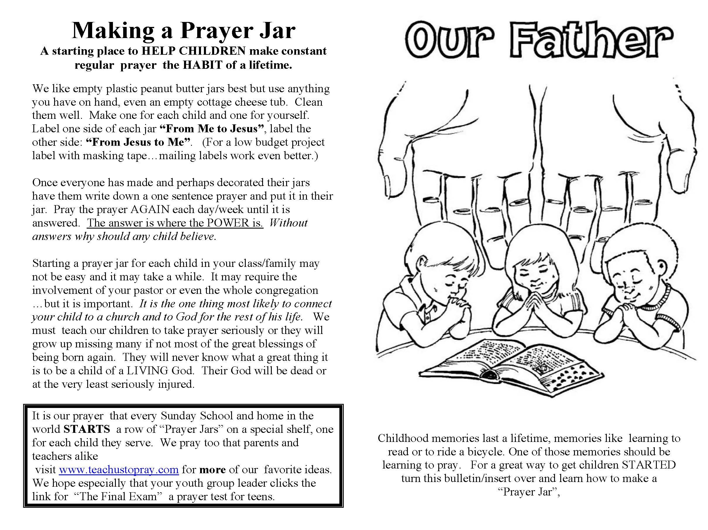 Lord's Prayer For Children Free Prayer Coloring And Prayer Crafts Within Our Father Prayer Worksheet