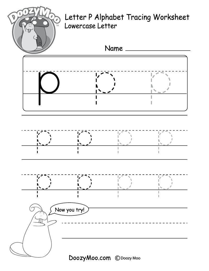 Lowercase Letter "p" Tracing Worksheet  Doozy Moo Inside Letter P Worksheets For Preschool