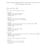 Lowest Common Multiple Lcm And Greatest Common Factor Gcf And Greatest Common Factor Worksheet Answer Key
