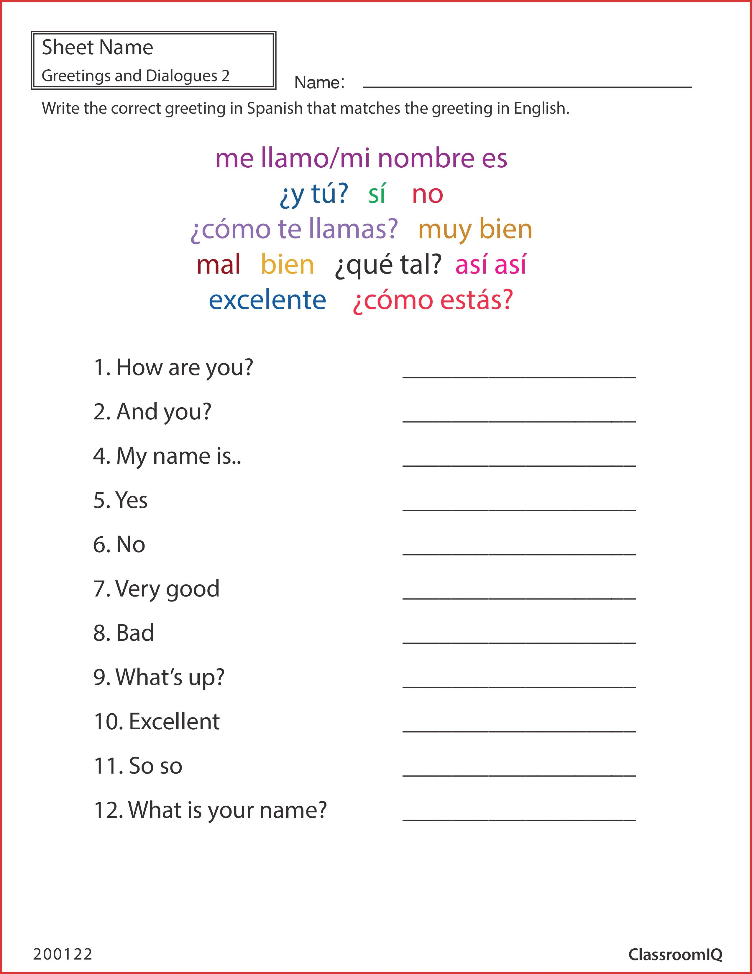 Luxury Spanish Worksheets  Types Of Letter With Learning Spanish Worksheets For Adults