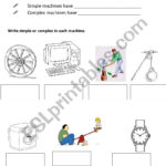 Machines Simple And Complex  Esl Worksheetmamen298 As Well As Simple Machines Worksheet