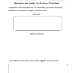 Main Idea Worksheets  Main Idea Text Evidence Worksheet Within Textual Evidence Worksheet