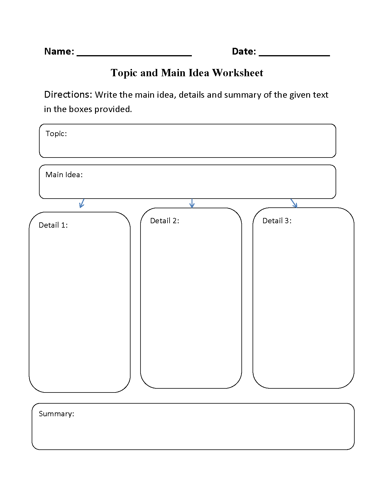 Main Idea Worksheets  Topic And Main Idea Worksheet With Main Idea And Details Worksheets