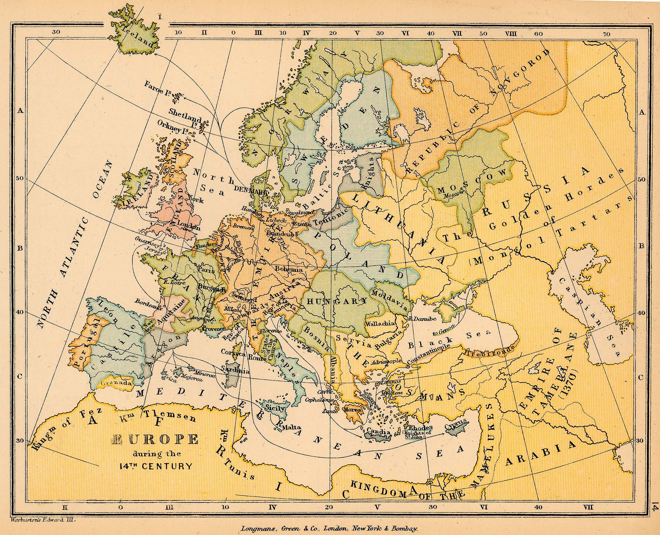 Map Of Europe During The 14Th Century Together With 14Th Century Middle Ages Europe Map Worksheet