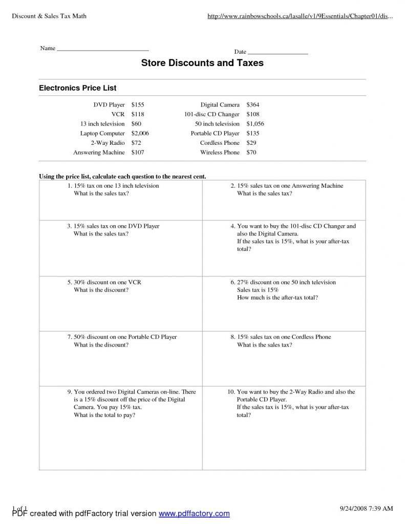 Markups And Markdowns Word Markup And Markdown Worksheet On Square Along With Markup And Discount Worksheet