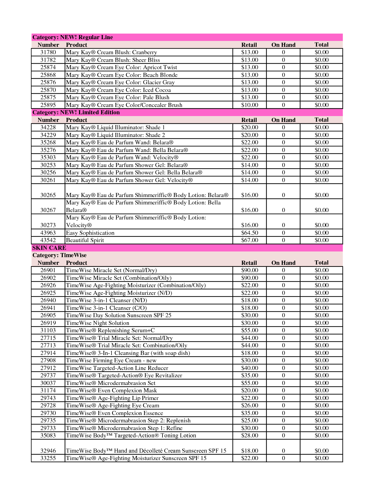 Mary Kay Inventory Sheet | Newatvs.info Within Mary Kay Inventory Spreadsheet 2018