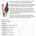 Mary The Musician  Simple Reading Comprehension Worksheet  Free With Esl Reading Comprehension Worksheets For Adults