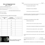 Mass And Weight Worksheet With Regard To Mass Weight And Gravity Worksheet Answers