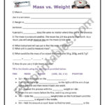 Mass Versus Weight  How To Use A Triple Beam Balance  Esl Or Triple Beam Balance Worksheet
