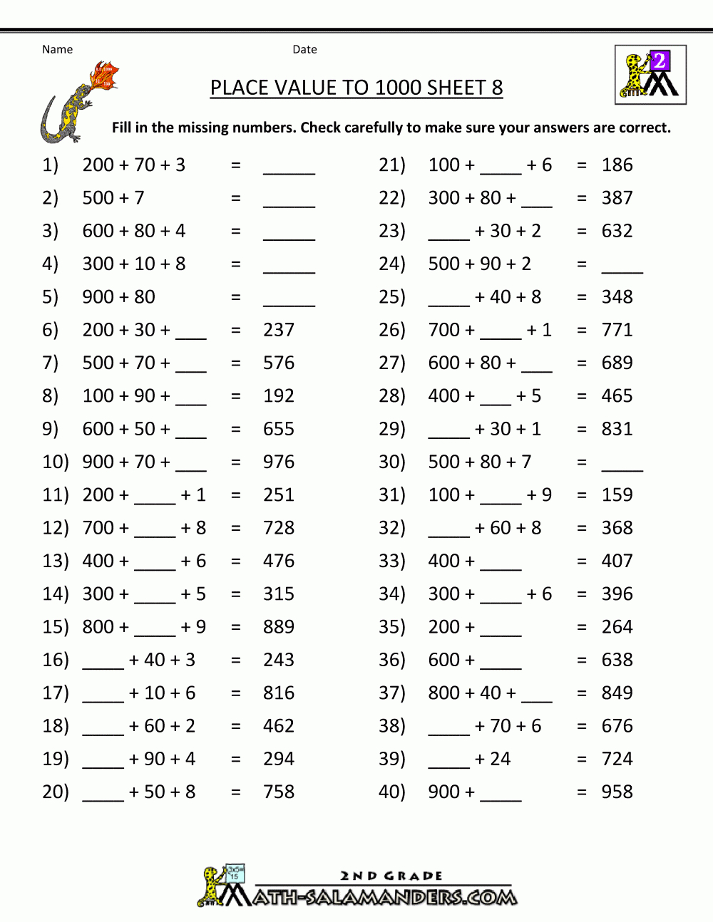 Math Place Value Worksheets To Hundreds Together With Grade 8 Maths Worksheets With Answers