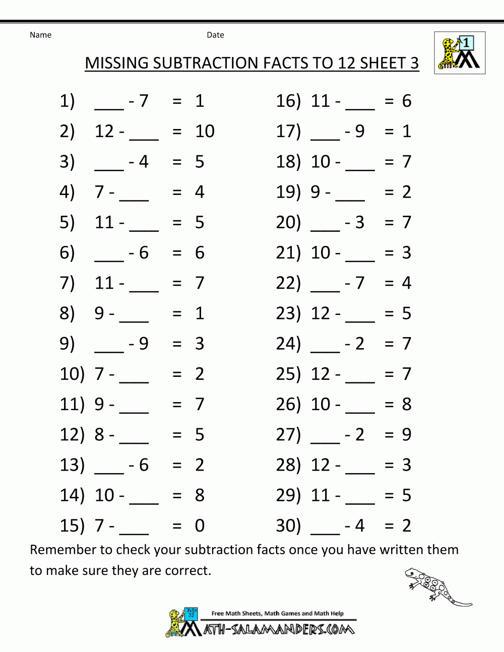 Math Subtraction Worksheets 1St Grade Or Basic Math Worksheets 1St Grade