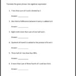 Math Worksheets For Grade 8 Pre Algebra  Printable Worksheet Page With Regard To Pre Algebra Worksheets With Answer Key