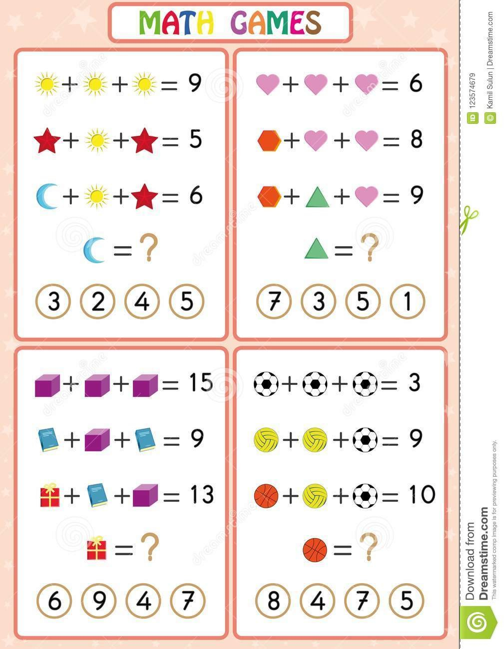 Mathematics Educational Game For Kids Fun Worksheets For Children With Worksheets For Children