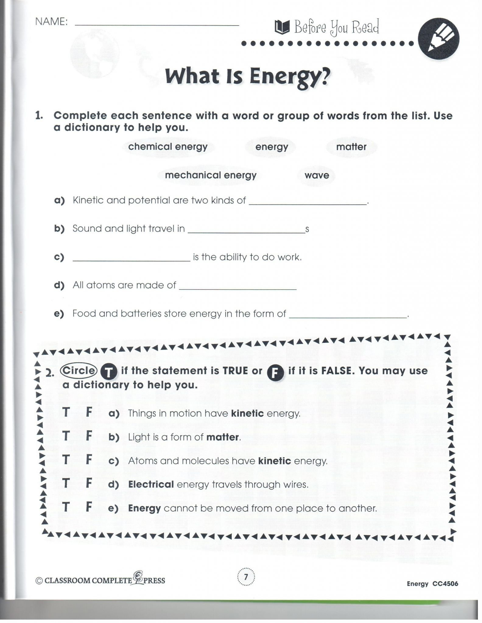 Matter And Energy Worksheet Answers  Briefencounters In Matter And Energy Worksheet