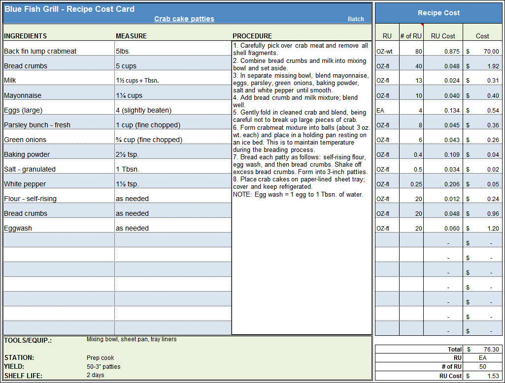 Menu & Recipe Cost Spreadsheet Template And Beverage Cost Spreadsheet