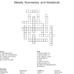 Metals Nonmetals And Metalloids Crossword  Wordmint With Metals Nonmetals And Metalloids Worksheet