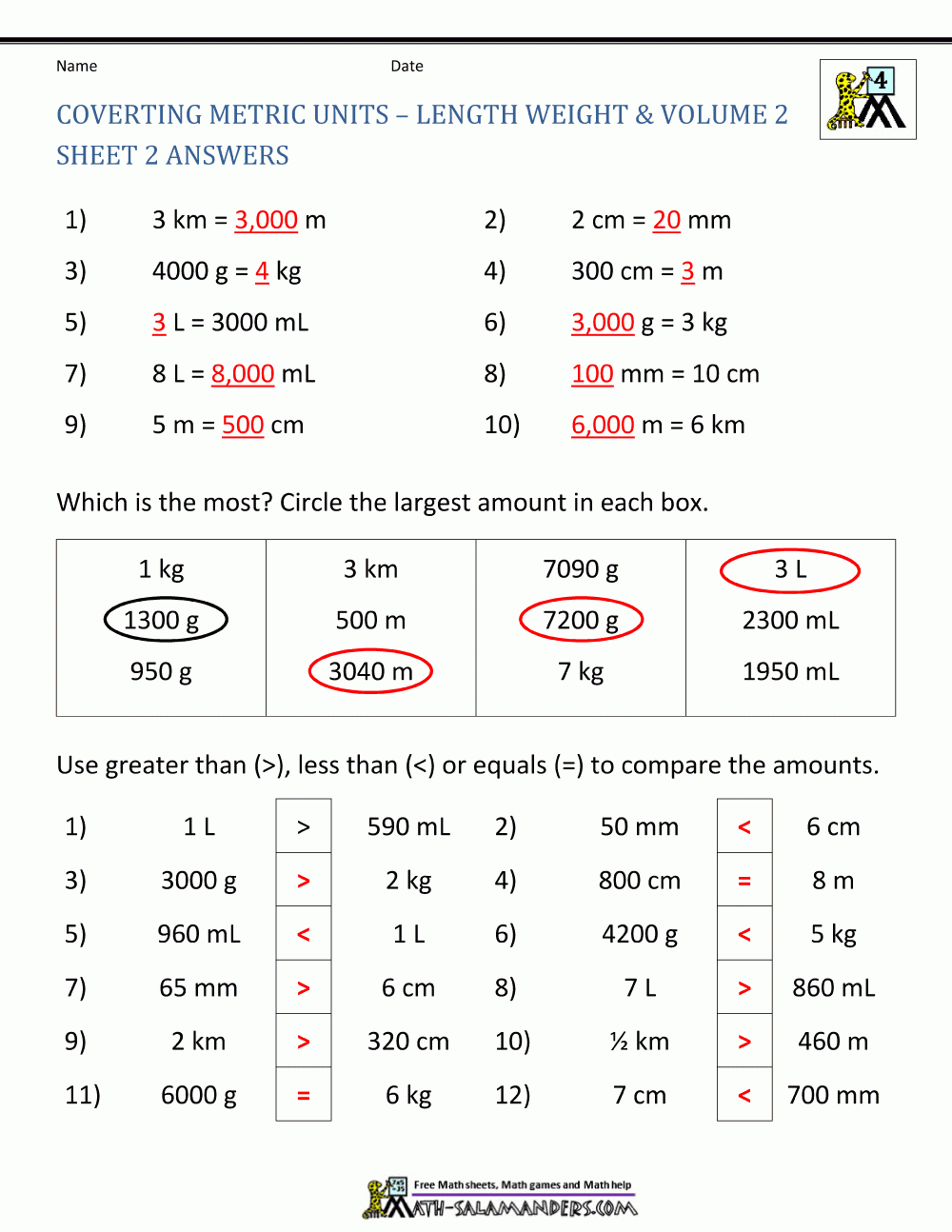 Metric Conversion Worksheet Also Metric Conversion Worksheet With Answers