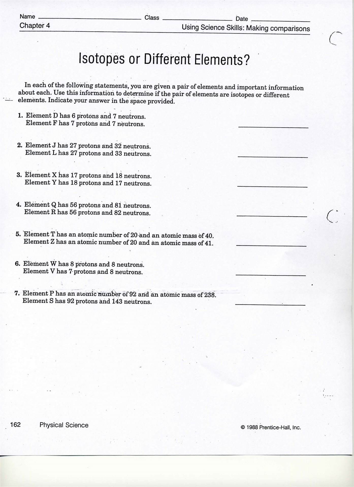 Michael Feeback  Scott County High School Pertaining To Isotopes Or Different Elements Chapter 4 Worksheet Answers
