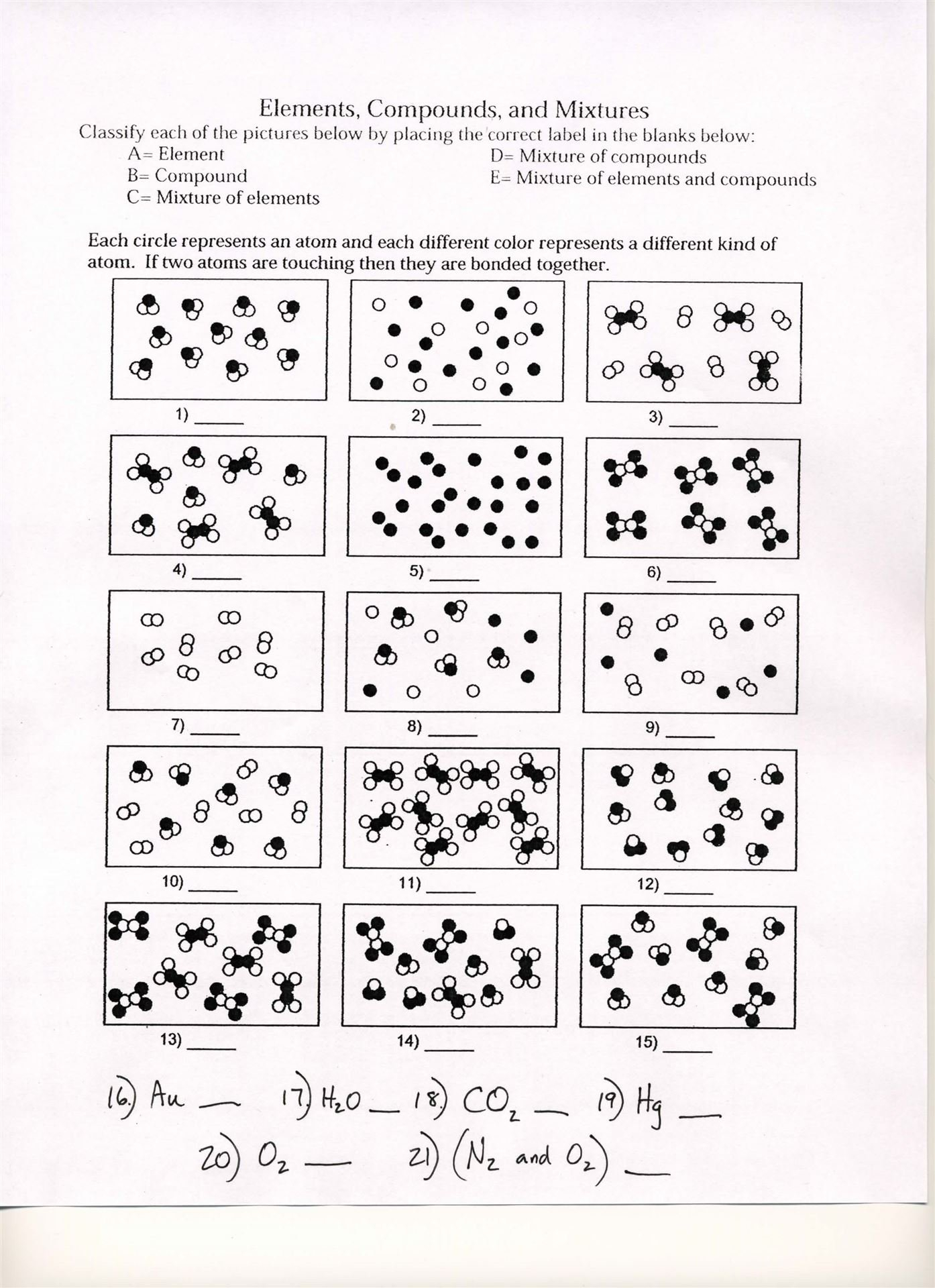 Michael Feeback  Scott County High School Together With Elements Compounds And Mixtures Worksheet Pdf