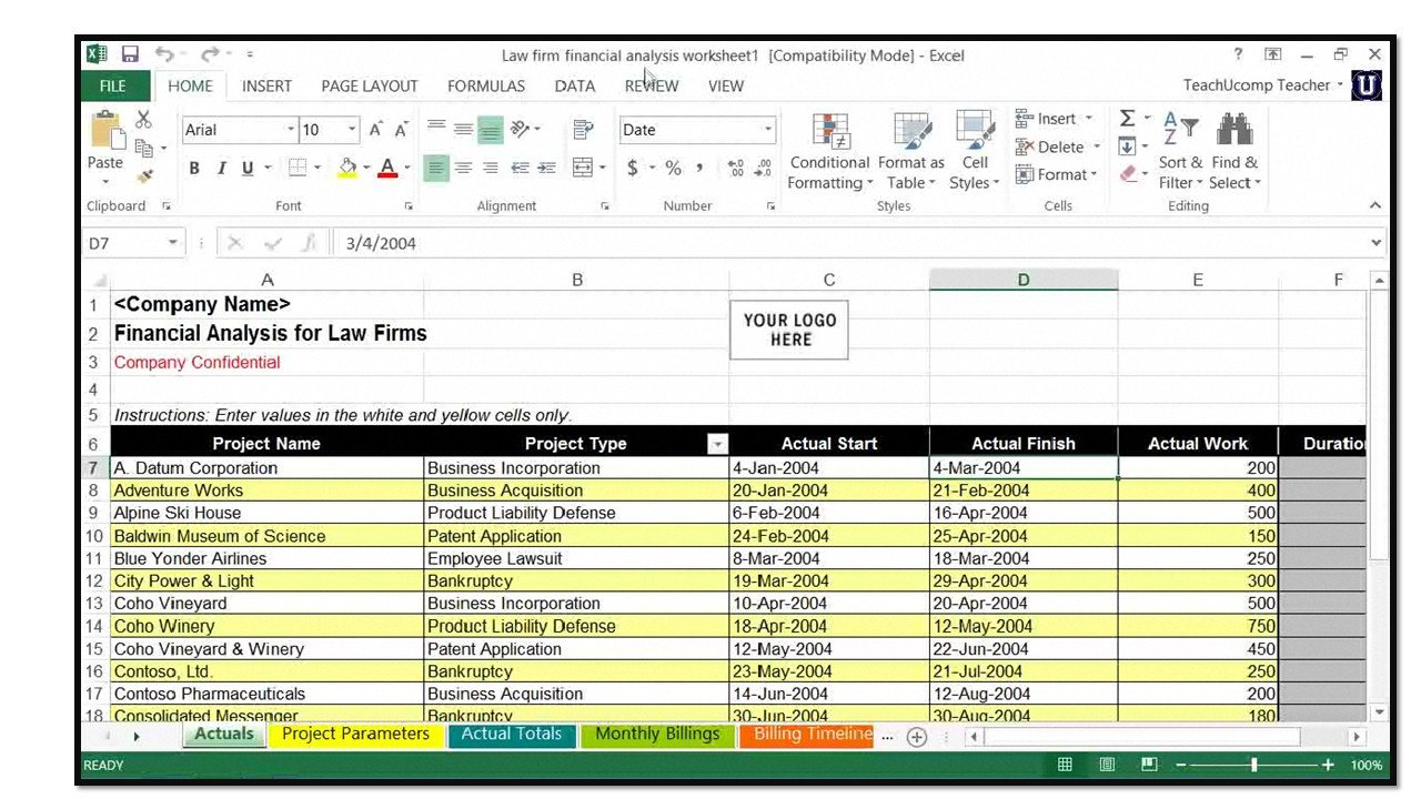 Microsoft Excel For Lawyers Using The Financial Analysis Worksheet Intended For Financial Analysis Worksheet