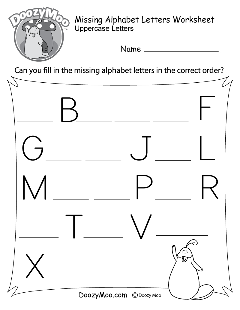 Missing Alphabet Letters Worksheet Free Printable  Doozy Moo With Regard To Alphabet Letters Worksheets