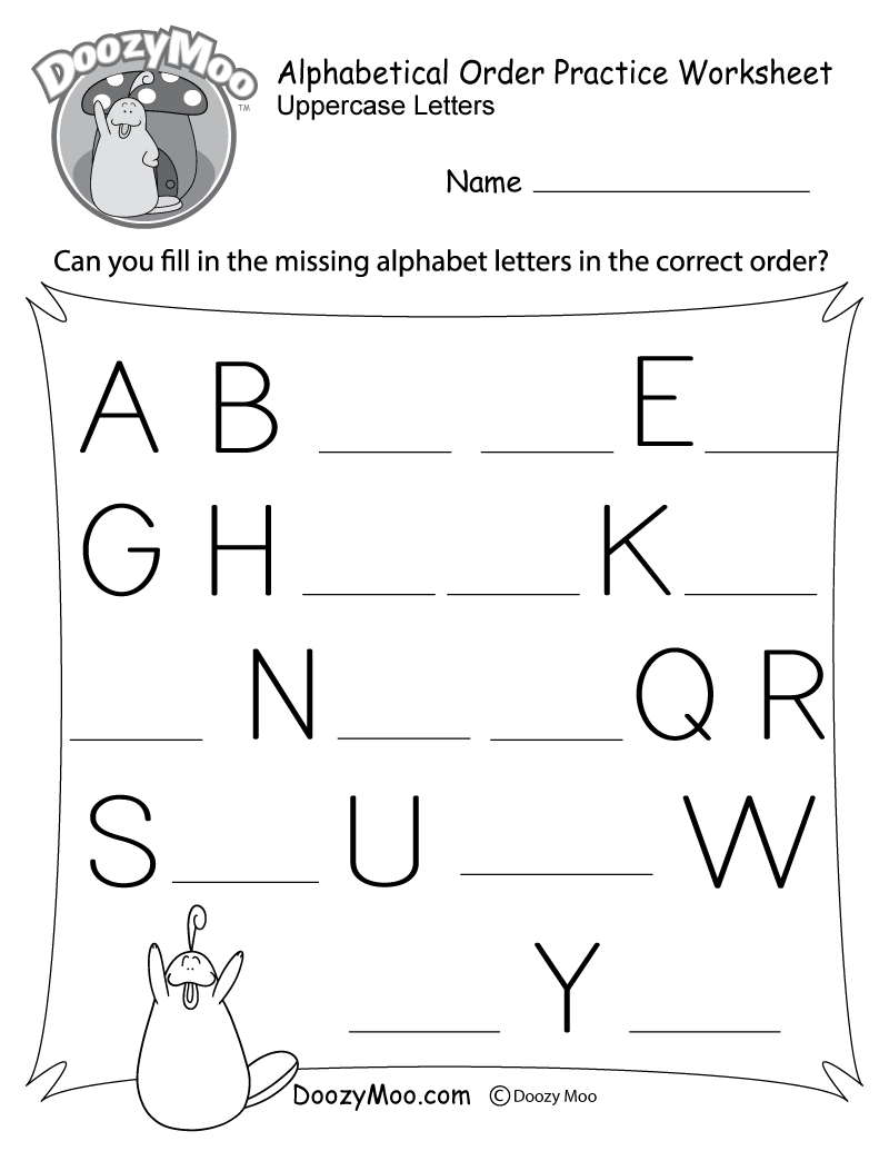 Missing Letter Worksheets Free Printables  Doozy Moo With Alphabet Practice Worksheets