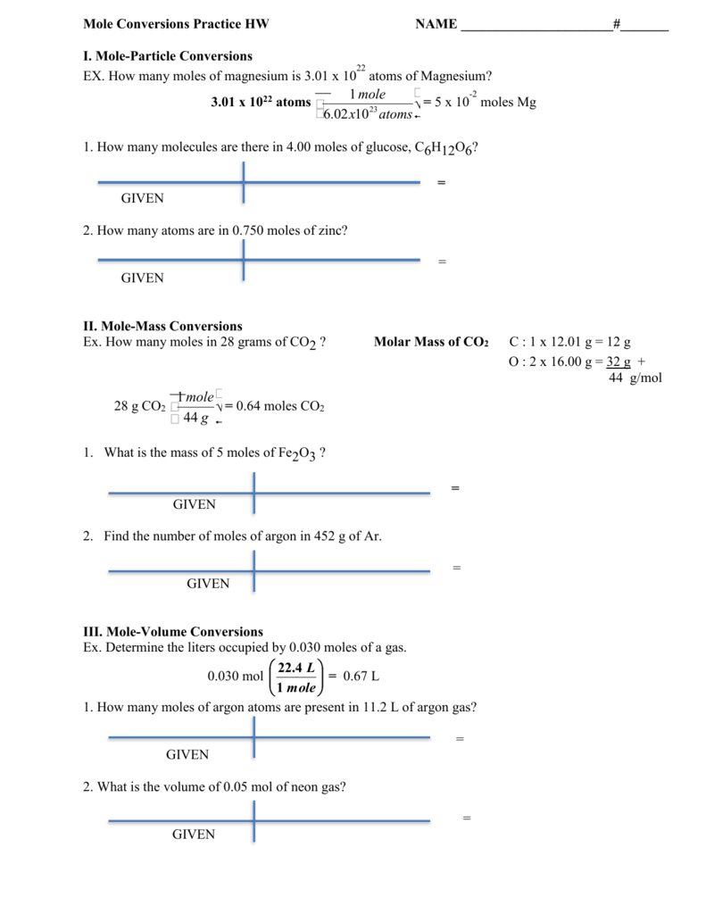 Mixed Mole Conversions Worksheet For Mole Conversion Worksheet With Answers