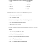 Molar Mass And Mole Calculations Worksheet Or Molar Mass Practice Worksheet Answer Key