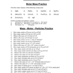 Molar Mass Practice Worksheet For Moles And Mass Worksheet
