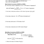 Mole Conversions Worksheet Also Mole Conversion Worksheet With Answers