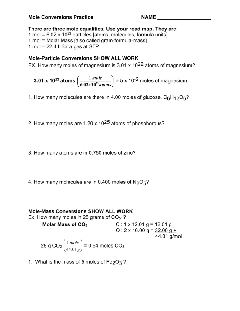Mole Conversions Worksheet Also Mole Conversion Worksheet With Answers