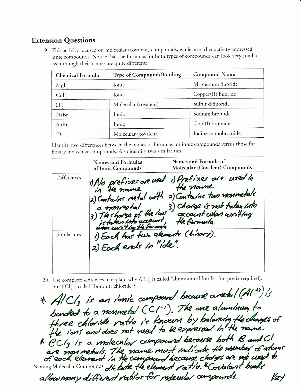 Molecular Compounds Worksheet  Soccerphysicsonline Together With Naming Molecular Compounds Worksheet Answers