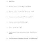 Moles Worksheet Regarding Moles Worksheet Answers