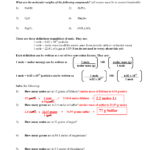 Molestogrmasandgramstomolesconversionswswithans Together With Mole To Grams Grams To Moles Conversions Worksheet Answer Key