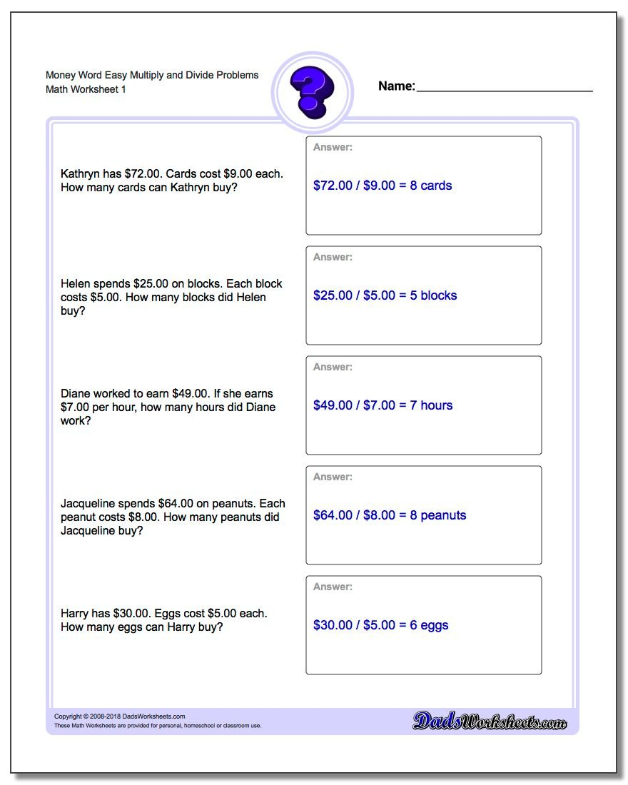 Money Word Problems Or Adding And Subtracting Integers Word Problems Worksheet
