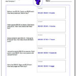 Money Word Problems Throughout Dividing Whole Numbers By Fractions Word Problems Worksheets
