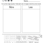 More Or Less Worksheet With Pictures  Free Kindergarten Math Or More Or Less Worksheets For Kindergarten