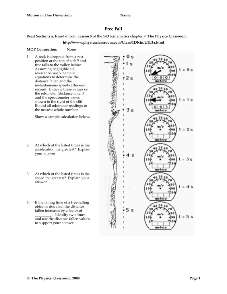 Motion In One Dimension Worksheet Answers  Soccerphysicsonline Regarding Motion In One Dimension Worksheet Answers