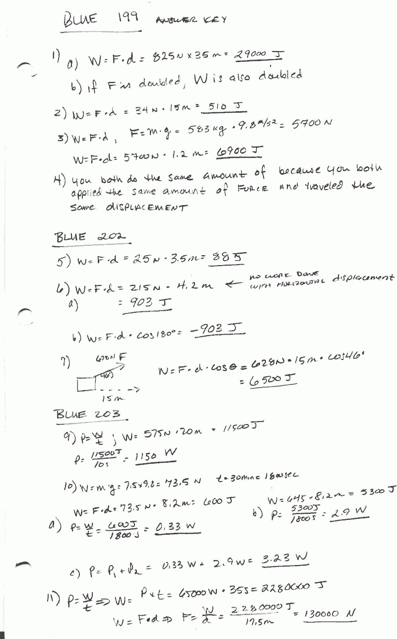 Mr Maloney's Physics Intended For Work Energy And Power Worksheet Answers Physics Classroom