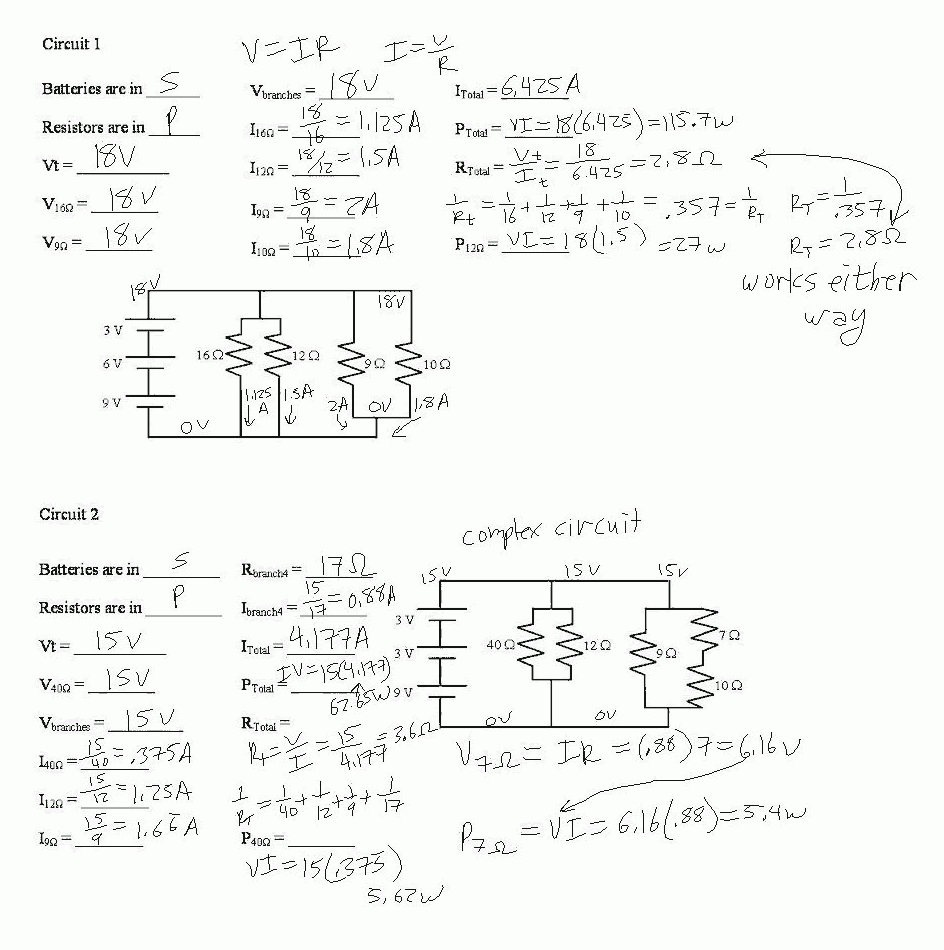 Mr Murray's Website Electricity Notes In Circuits And Symbols Worksheet