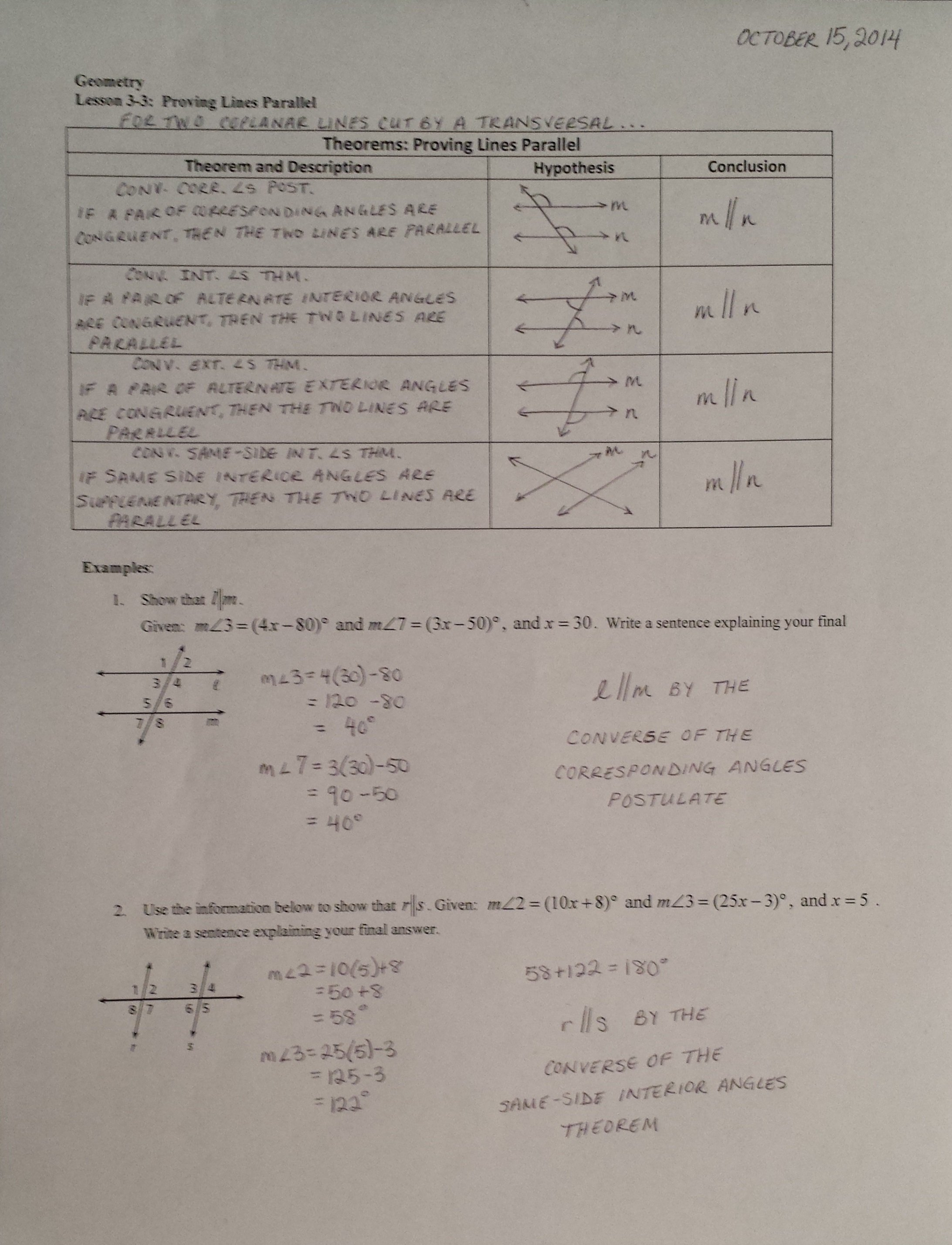 Mrs Garnet  Mrs Garnet At Pvphs Intended For 3 3 Proving Lines Parallel Worksheet Answers