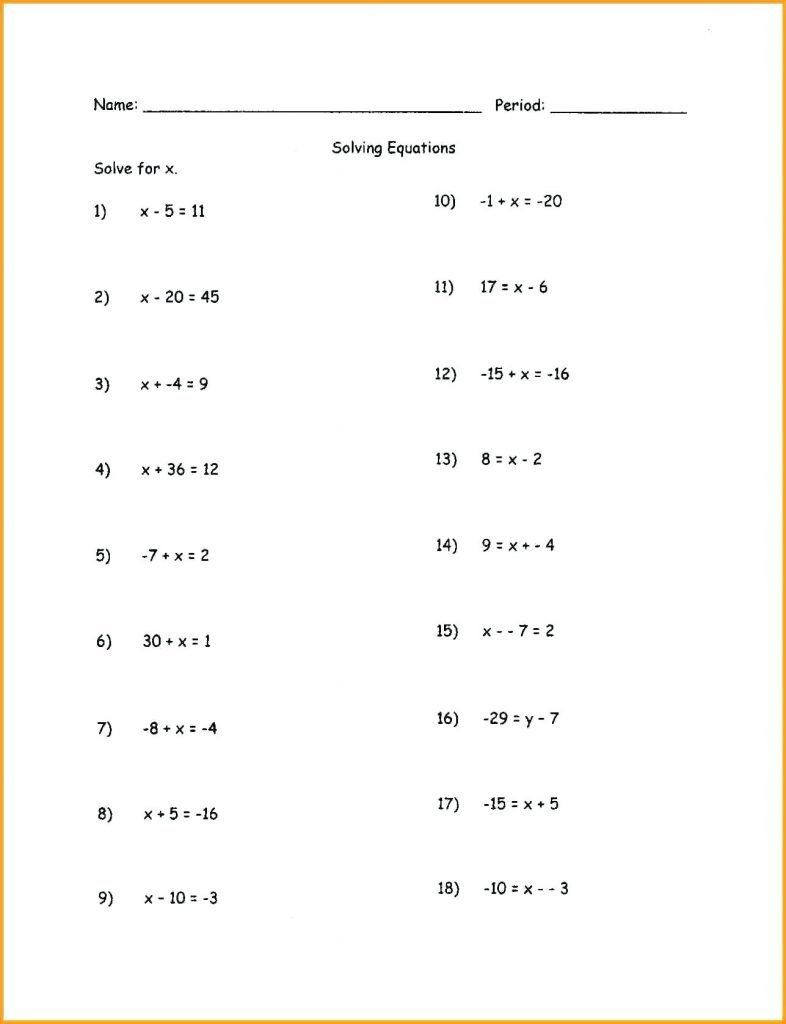 Multi Step Equations Worksheet Answers Doc With Fractions And Regarding Solving Multi Step Equations Worksheet