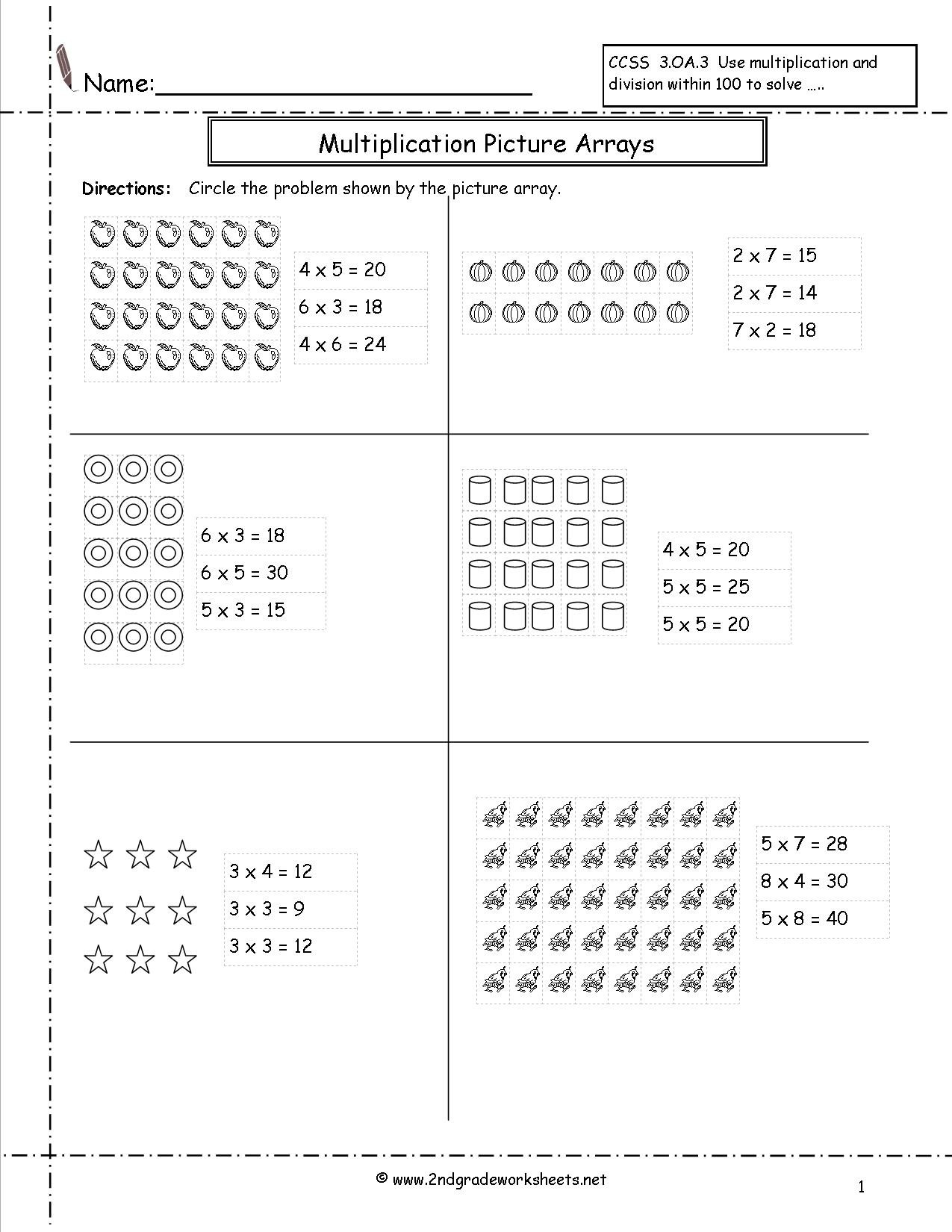 Multiplication Arrays Worksheets Throughout Multiplication Arrays Worksheets 4Th Grade
