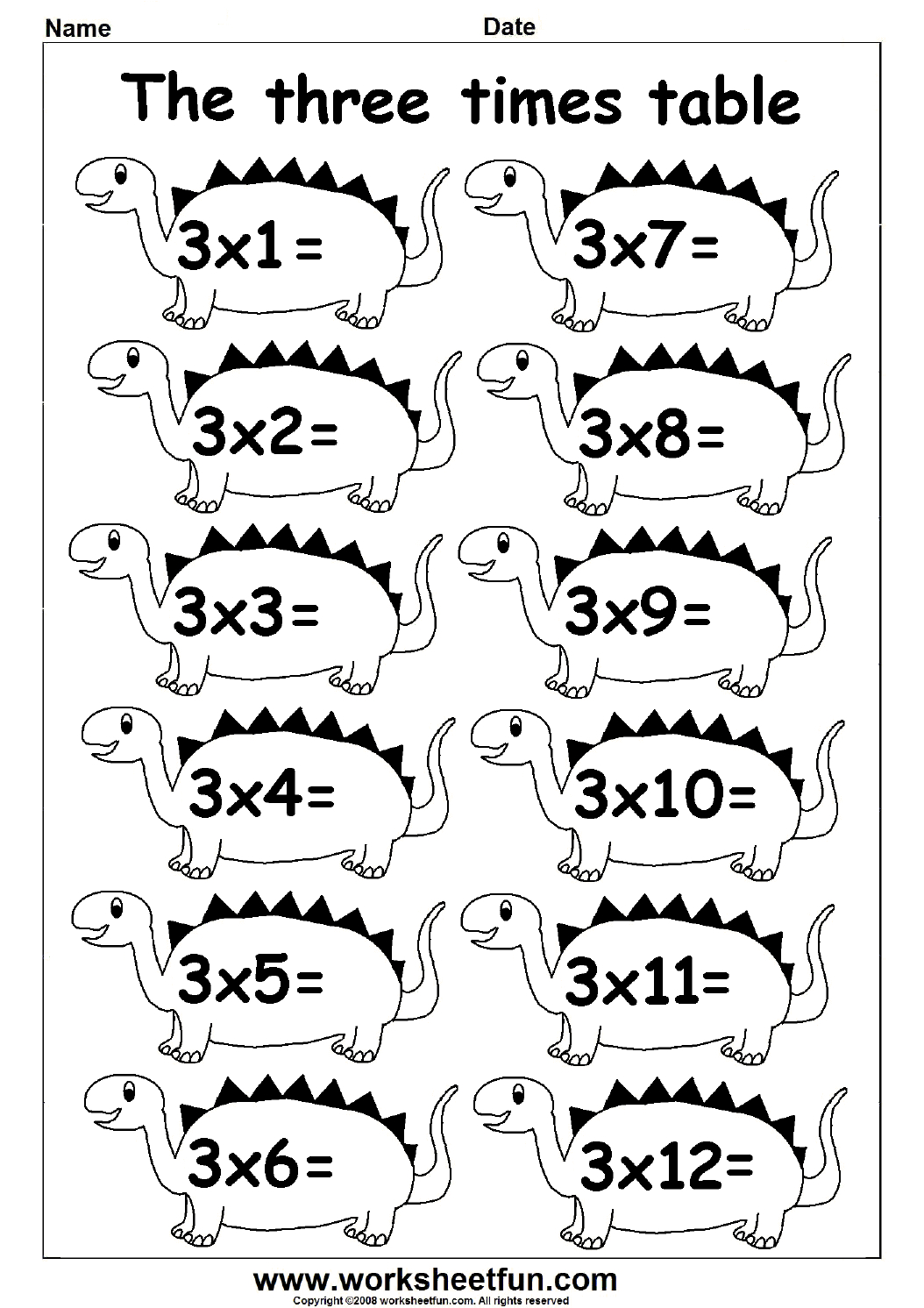 Multiplication Times Tables Worksheets – 2 3 4  5 Times Tables Throughout 3 Times Table Worksheet