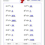 Multiplication With Exponents Regarding Multiplying And Dividing Exponents Worksheets Pdf