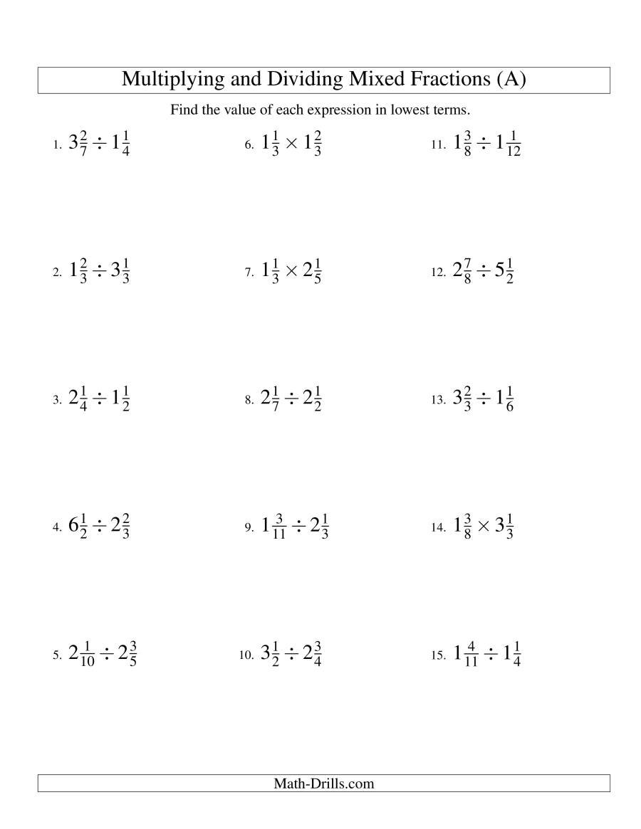 Multiplying And Dividing Mixed Fractions A Together With Multiplying And Dividing Rational Numbers Worksheet 7Th Grade