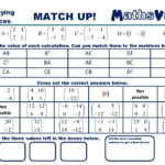Multiplying Matrices Match Up Worksheet In Matrices Worksheet With Answers